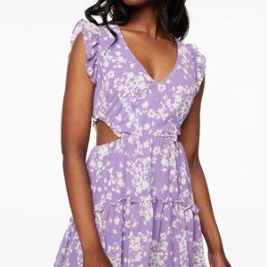 Dynamite Women Lilac Side Cut Out Flare Mini Dress Cottagecore Feminine Size XS